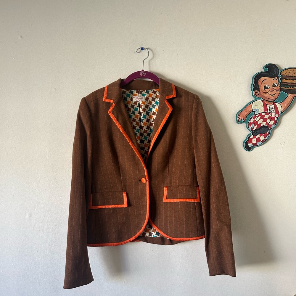 Original Penguin Brown Blazer with Orange Accents